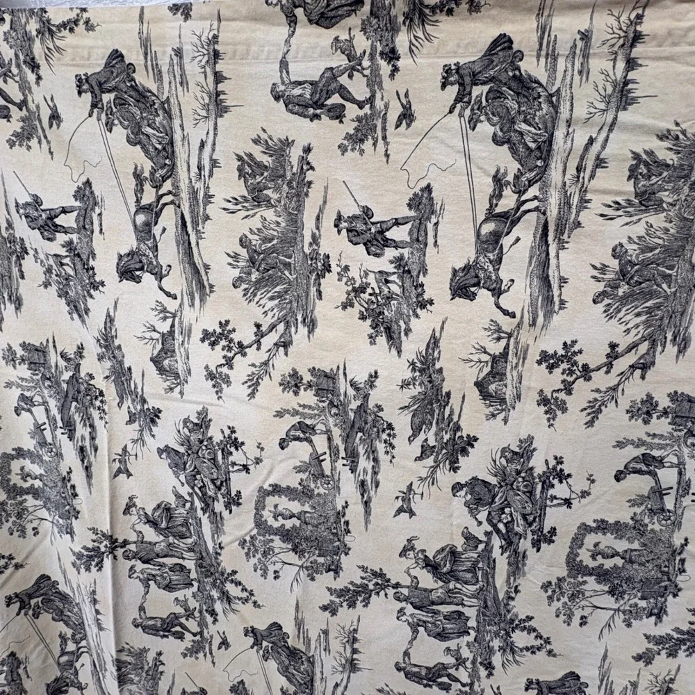 Williams Sonoma Toile de Jouy Tablecloth Cotton Made in Italy Grey‎ Cream